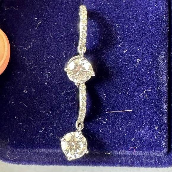 14K SOLID White Gold Huggie Hoops-1 Carat Diamond Equivalent Weight (DEW) - Picture 7 of 8